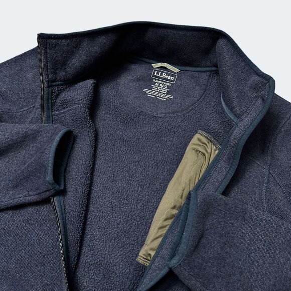 L.L. Bean Sweater Fleece Full Zip Jacket M Navy Heather - Picture 3 of 7